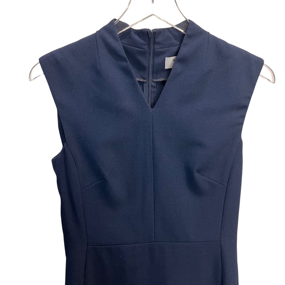 MM LaFleur Aditi Dress Navy Sleeveless Sheath V-Neck Professional Workwear Sz 2‎ - Picture 4 of 8
